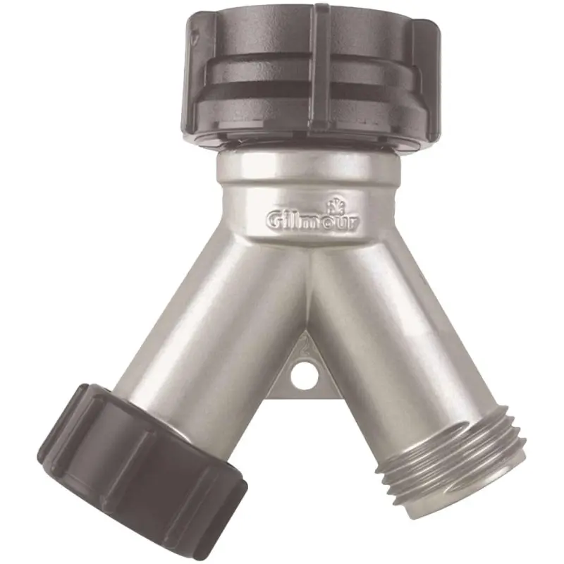 Gilmour 808004-1001 Y-Connector, Die-Cast Zinc, Nickel, For: Garden Hose