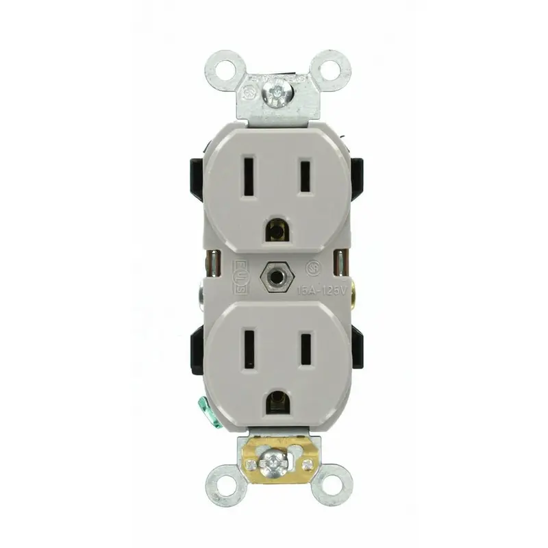 15 Amp Industrial Grade Narrow-Body Duplex Outlet, GrayWhite / 0.05 / 1