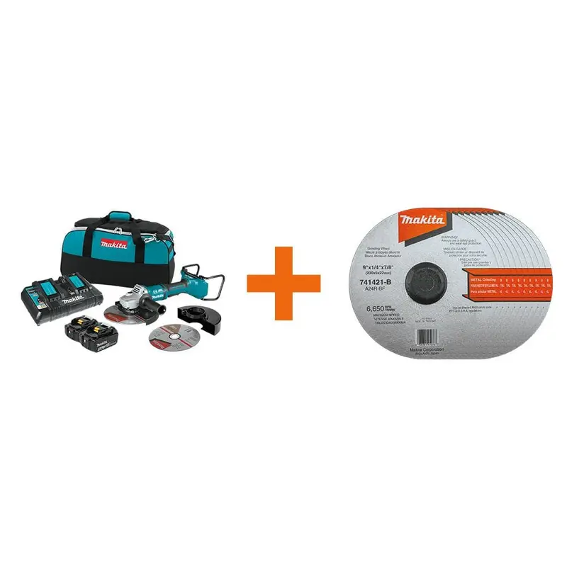 18V X2 LXT (36V) Brushless 9 in. Paddle Switch Cut-Off/Angle Grinder Kit, 5.0Ah with bonus Grinding Wheel, 10/pk29.8 / each