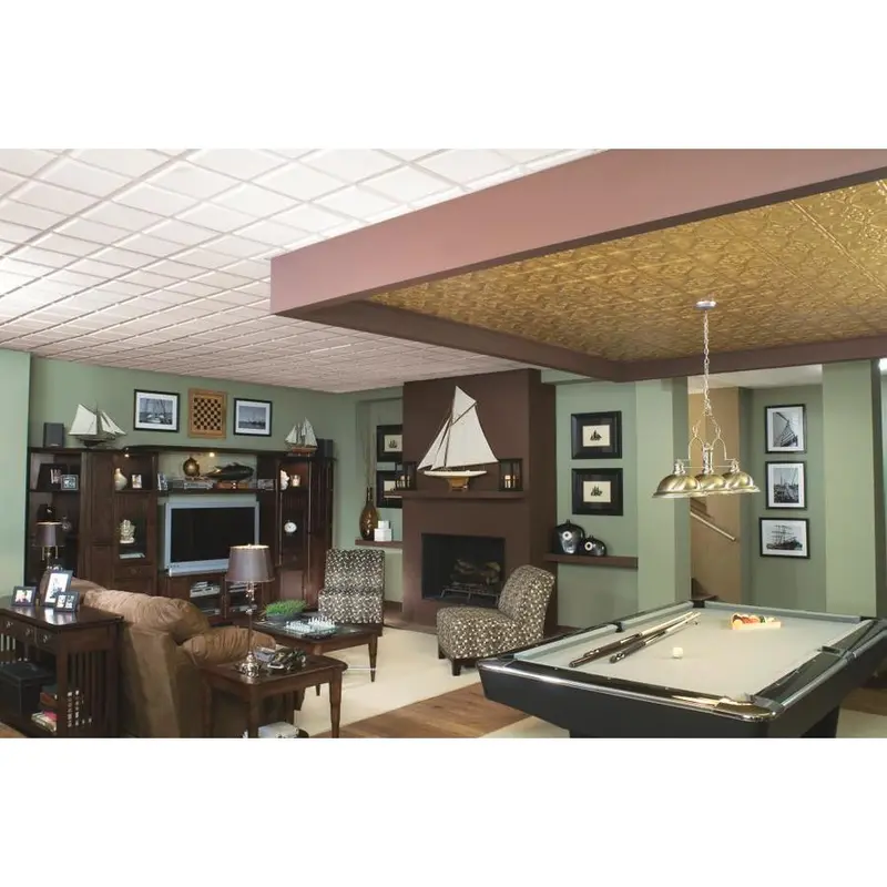 Armstrong Ceilings 48-in x 24-in Metallaire Large Floral Circle Brass Metal/Tin Surface-Mount Panel Ceiling TilesBrass / Case
