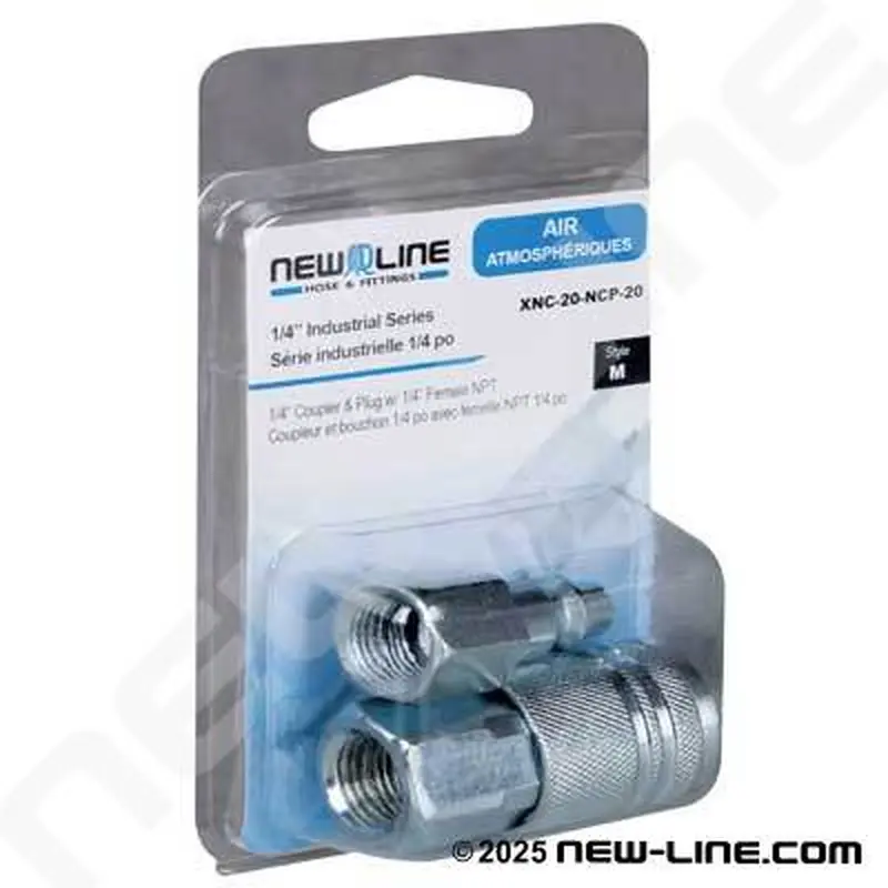 New Line XNC-20-NCP-20 1/4" INDUSTRIAL X 1/4" FNPT COUPLER & NIPPLE