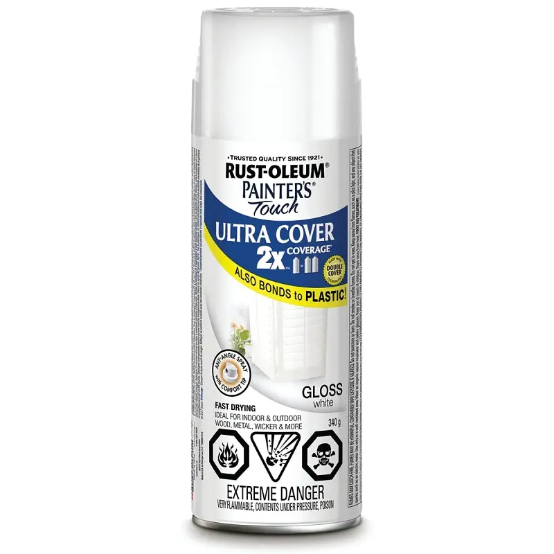 Rust-Oleum 253706 Spray Paint, Gloss, White, 340 g, Can
