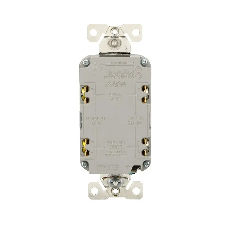 Eaton TWRGF15W Tamper and Weather-Resistant GFCI Receptacle, 125 V, 15 A, NEMA: NEMA 5-15R, Back, Side Wiring