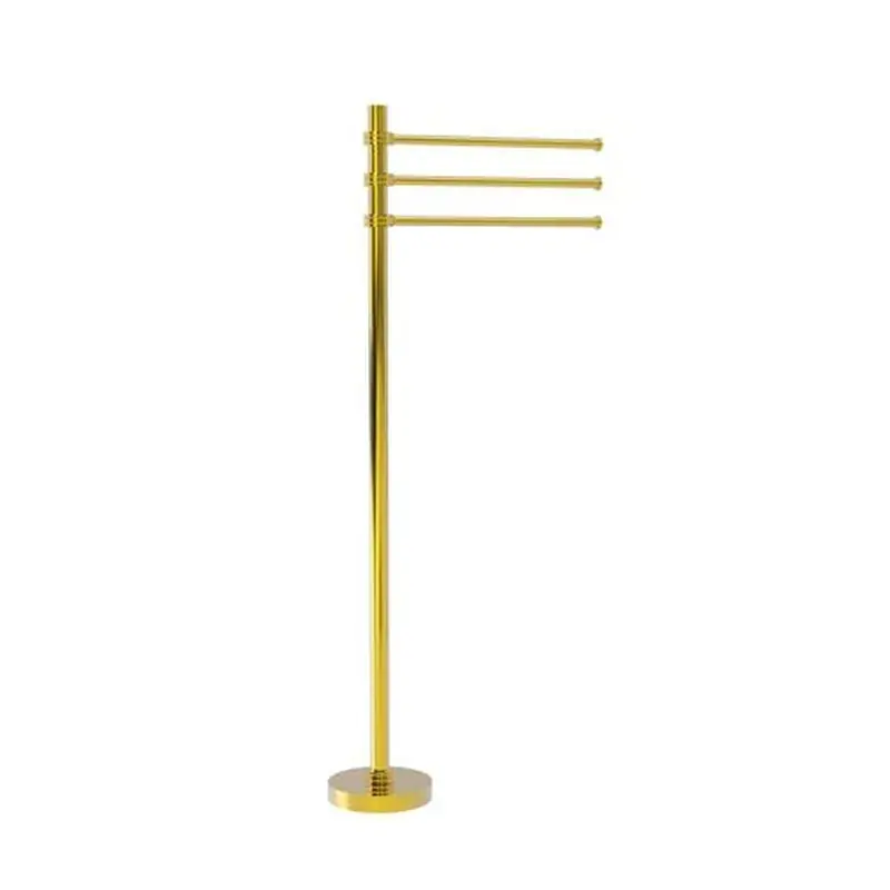 Allied Brass Towel Stand with 3 Pivoting 12-in Arms in Polished Brass