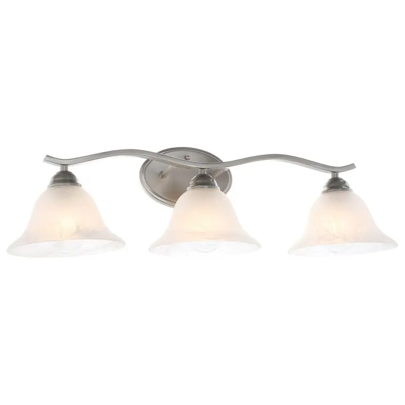 Andenne 3-Light Brushed Nickel Vanity Light with Bell Shaped Marbleized Glass ShadesOil Rubbed Bronze / 4.8