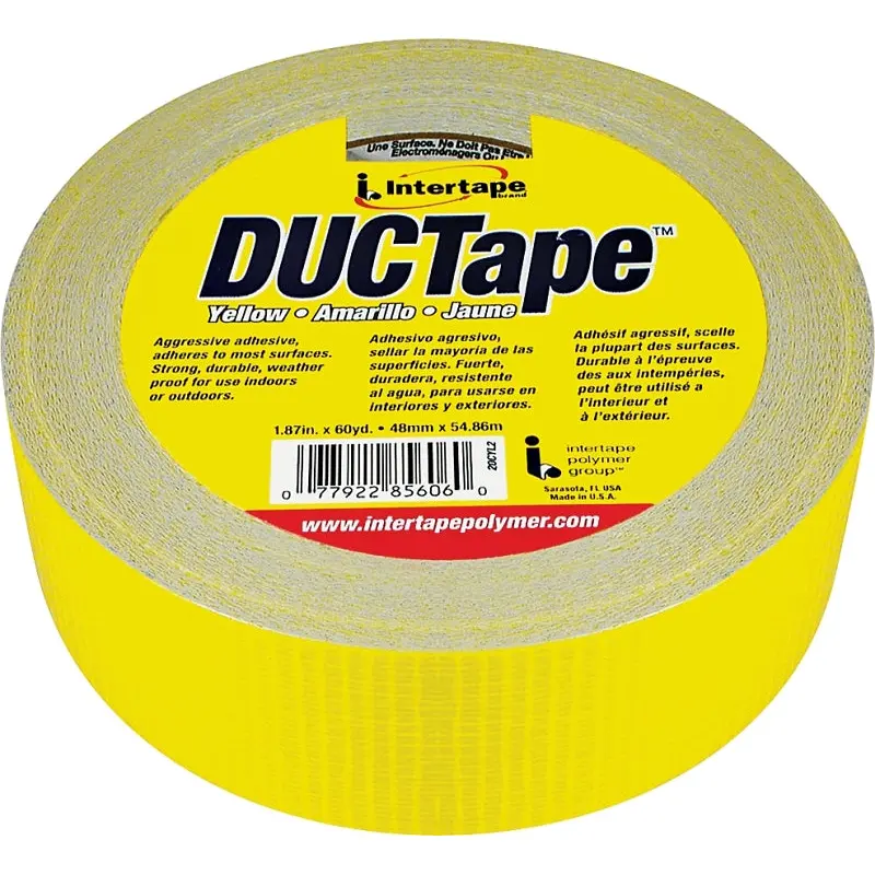 IPG 20C-Y2 Duct Tape, 60 yd L, 1.88 in W, Polyethylene-Coated Cloth Backing, Yellow