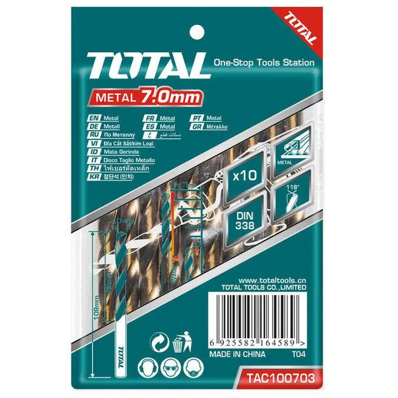 TOTAL HSS DRILL BIT DIN 338 7mm (TAC100703)