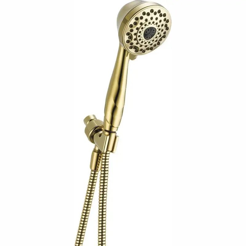 7-Spray 3.8 in. Single Wall Mount Handheld Shower Head in Polished BrassChrome / 1.67
