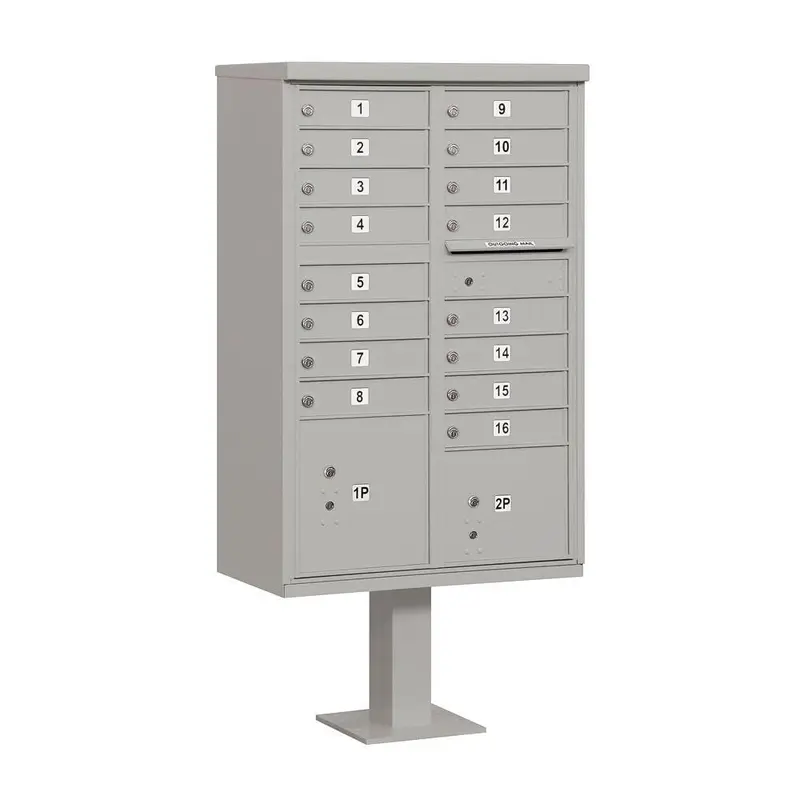 3300 Series Gray Private Type III 16 A Size Doors Post-Mounted Cluster Box UnitGray / 12