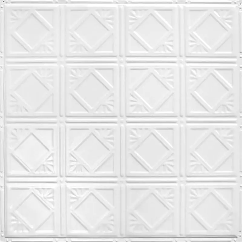 American Tin Ceilings 24-in x 24-in 5-Pack Bright White Satin Metal/Tin 15/16-in Surface-Mount Panel Ceiling Tilessq/ft