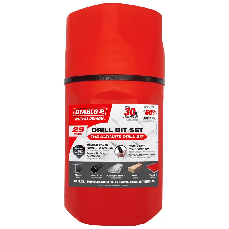 Diablo DMD-T29 29 pc Metal Demon Drill Bits Set for Mild, Hardened and Stainless Steels