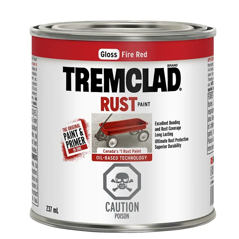 Tremclad 27049X125 Rust Preventative Paint, Oil, Gloss, Fire Red, 237 mL, Can