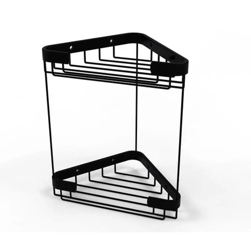 Allied Brass Double Tier Corner Shower Basket in Matte Black