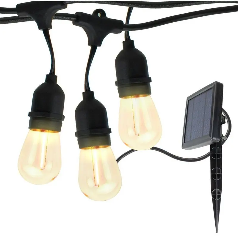 24 ft. Solar Outdoor Party LED String Lights with 12 LED S14 Bulbseach