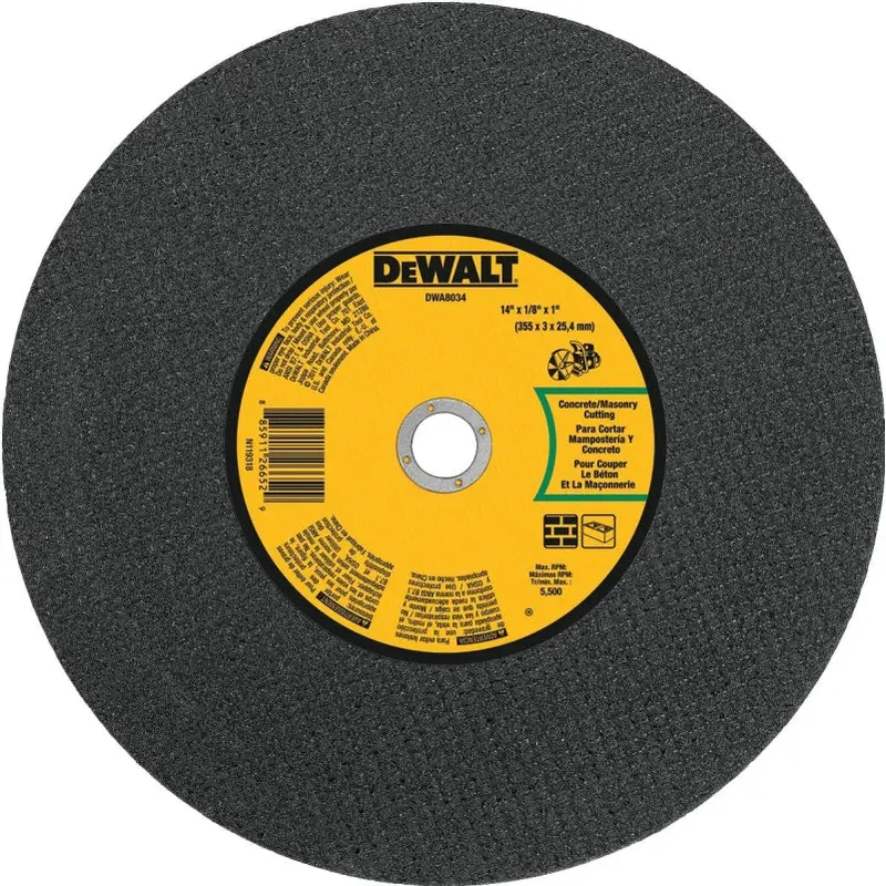 DeWALT DWA8034 Cutting Wheel, 14 in Dia, 1/8 in Thick, 1 in Arbor, Coarse, Silicone Carbide Abrasive