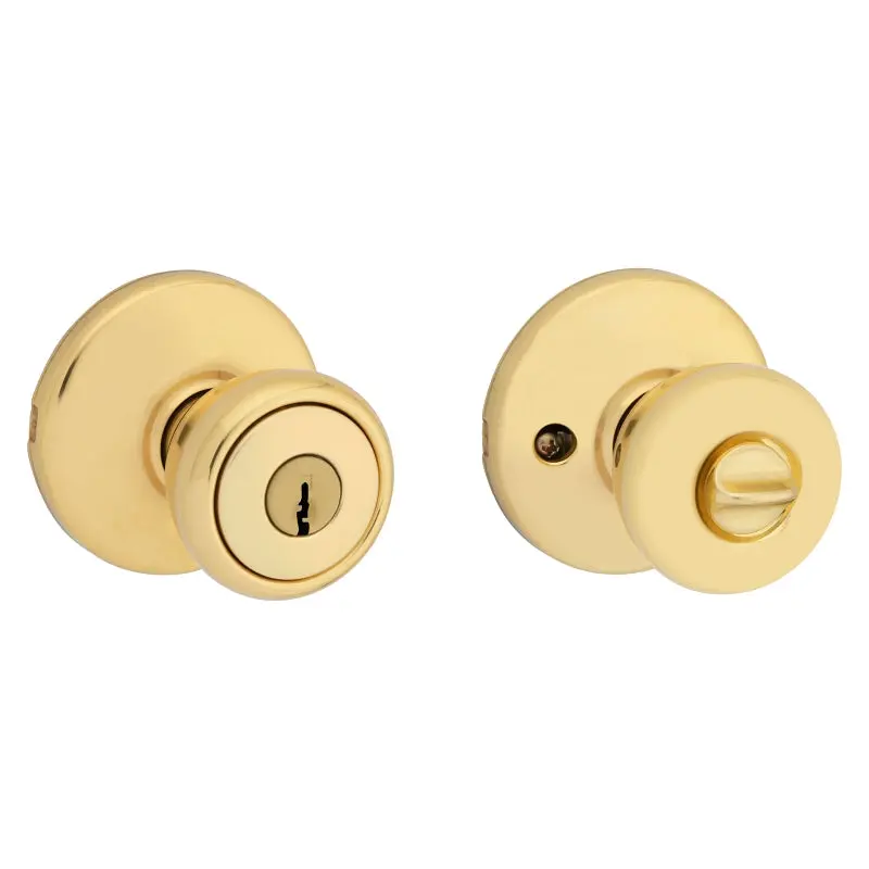 Kwikset 400T 3CP6K6 Entry Knob, Polished Brass, K6 Keyway, 3 Grade