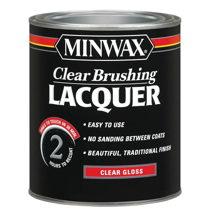 Minwax 155000000 Brushing Lacquer, Gloss, Liquid, Clear, 1 qt, Can