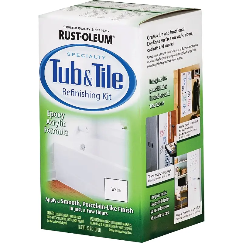 Rust-Oleum 7860519 Tub and Tile Refreshing Kit, Liquid, Solvent-Like, White, 1 qt, Box