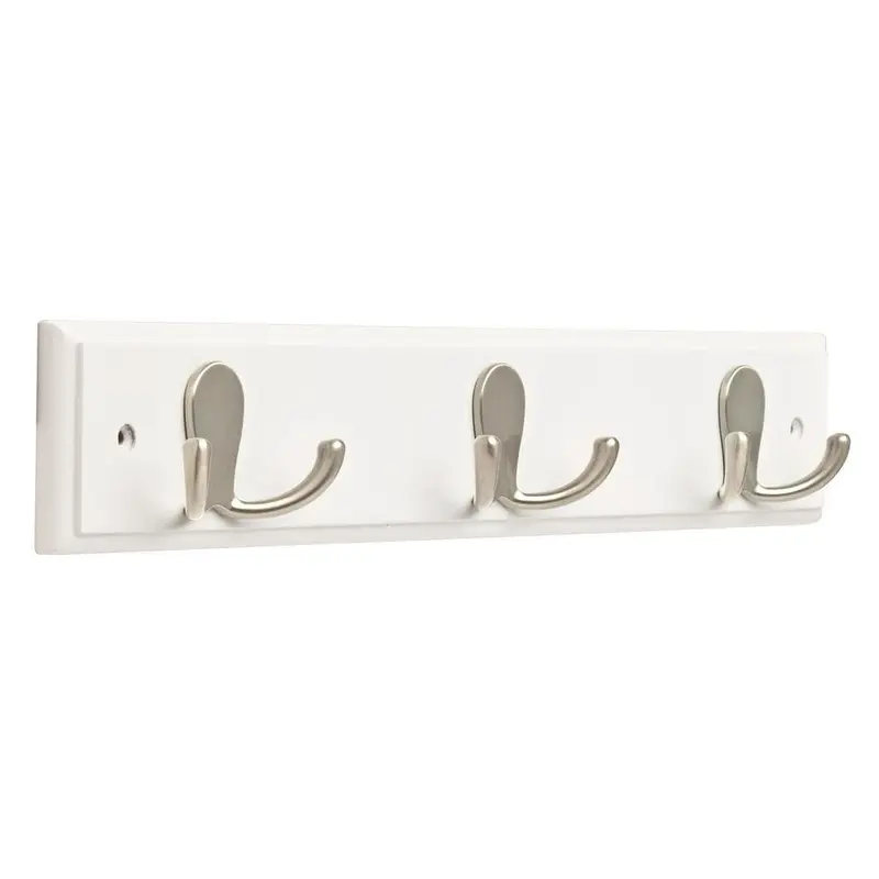 15.85 in. White and Satin Nickel Double Prong Hook Rack0.65 / each
