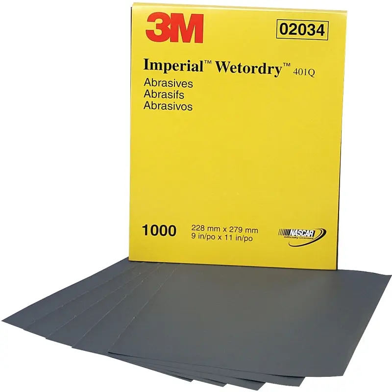 3M Wetordry Series 02034 Abrasive Sheet, 11 in L, 9 in W, 1000 Grit, Fine, Silicone Carbide Abrasive