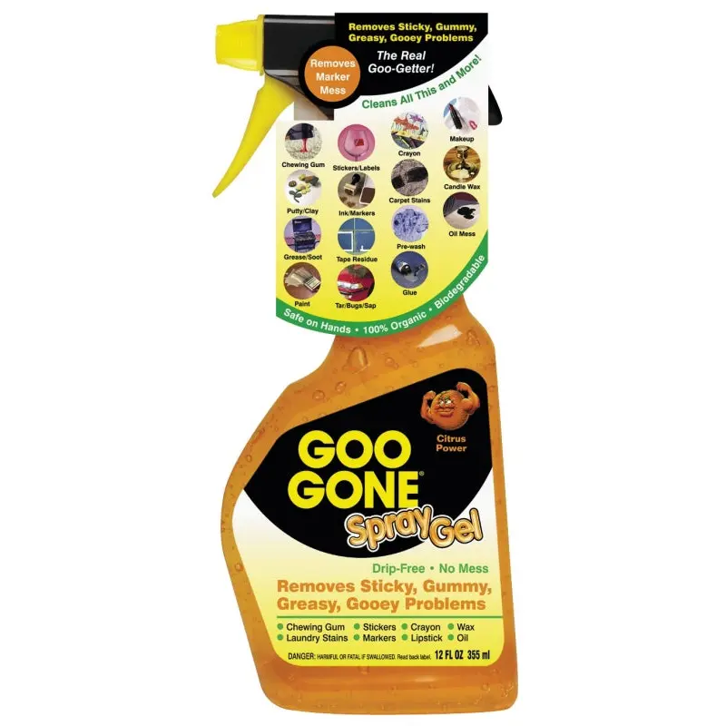 Goo Gone 2096 Goo and Adhesive Remover, 12 oz Spray Bottle, Gel, Citrus, Orange