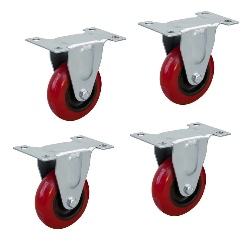 3 in. Dia Fixed Polyurethane Plate Caster in Red (4-Pack)2.46 / each