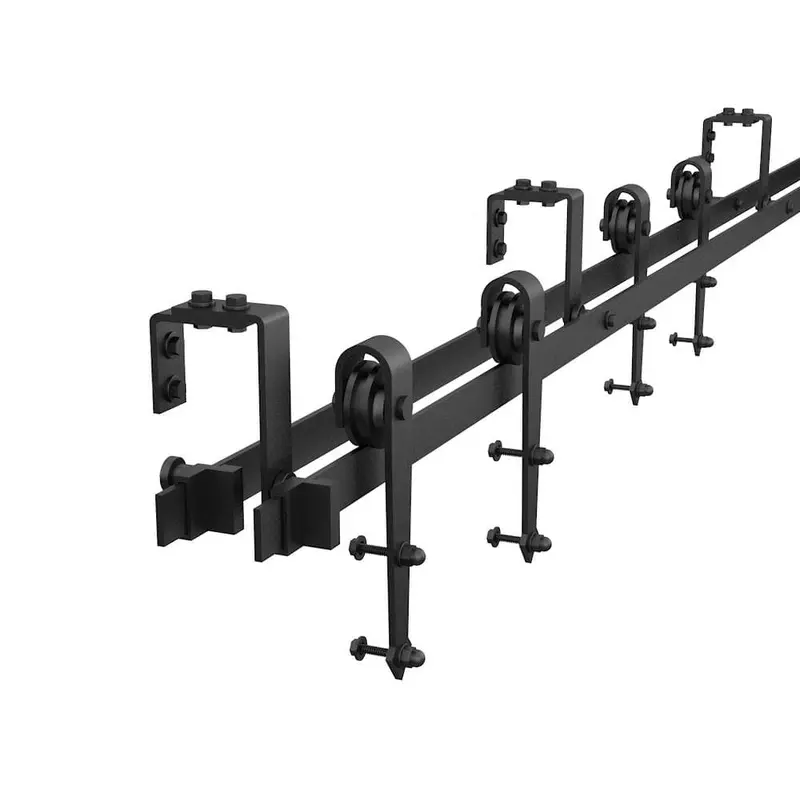6 ft./72 in. Country Style Bypass Steel Sliding Barn Wood Door Hardware Roller Track Kit for Wood and Concrete Wall