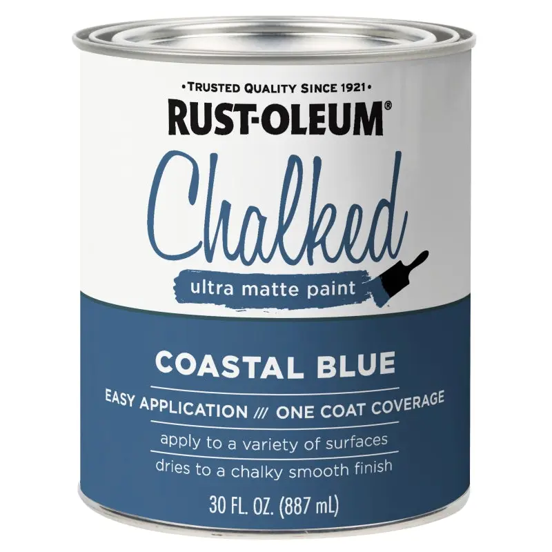 Rust-Oleum 329207 Chalk Spray Paint, Ultra Matte Chalky, Coastal Blue, 30 oz, Can