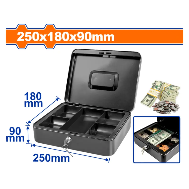 Metal Security Box with Keys 25x18x9cm