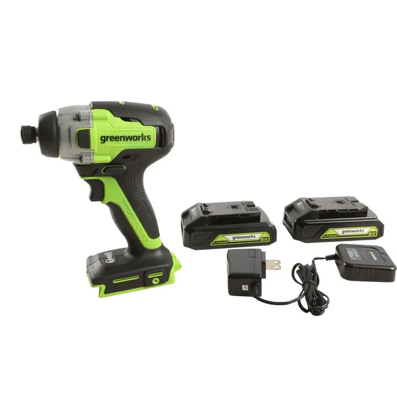 24-Volt Cordless Battery Brushless Impact Driver, 2 Batteries and Charger Included ID24L15205.6 / each