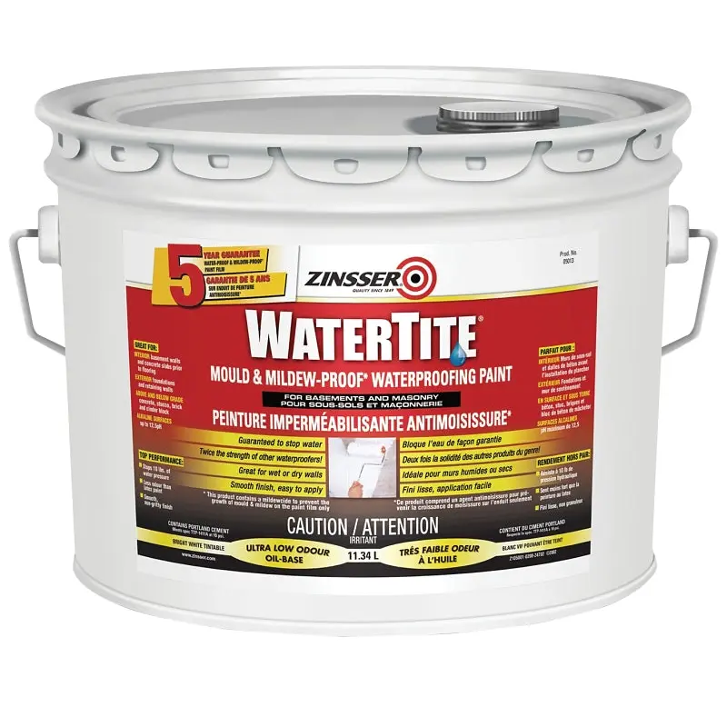Zinsser Z05013 Waterproofing Paint, Liquid, White, 11.34 L