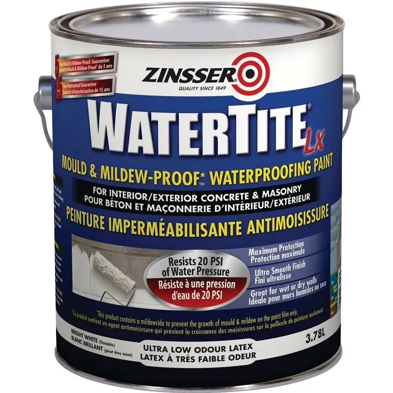 Zinsser 265652 Waterproofing Paint, Liquid, White, 3.78 L