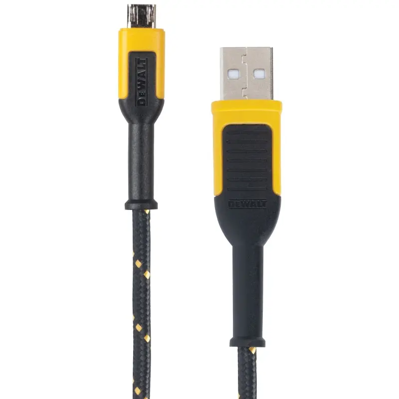 DeWALT 131 1360 DW2 Charger Cable, USB, USB-A, Kevlar Fiber Sheath, Black/Yellow Sheath, 4 ft L