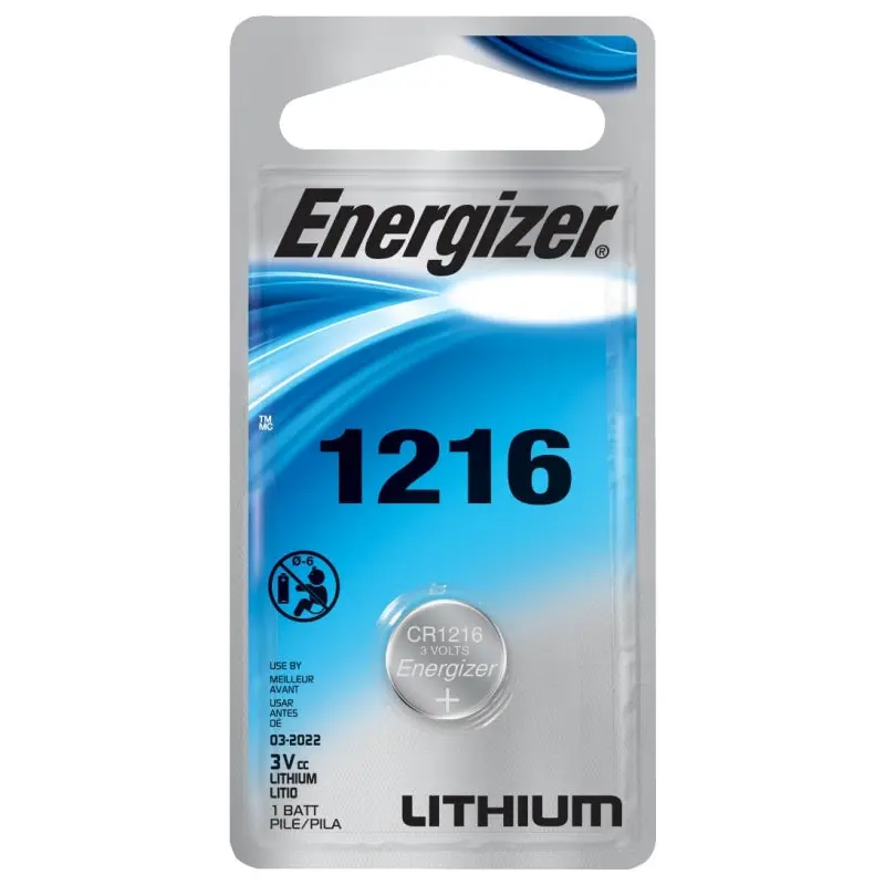 Energizer ECR1216BP Coin Cell Battery, 3 V Battery, 25 mAh, CR1216 Battery, Lithium, Manganese Dioxide
