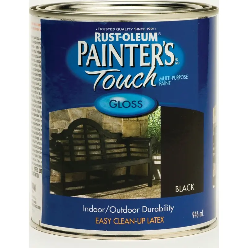 RUST-OLEUM PAINTER'S Touch 254937 Brush-On Paint, Gloss, Black, 946 mL Can