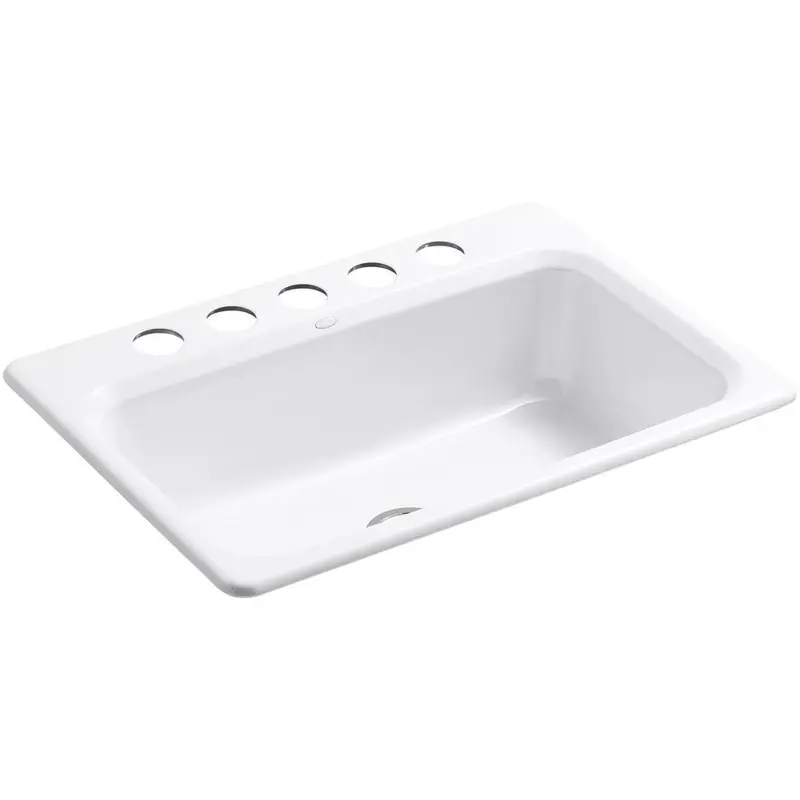 Bakersfield Undermount Cast Iron 31 in. 5-Hole Single Bowl Kitchen Sink in WhiteWhite finish / Sink Only / 87