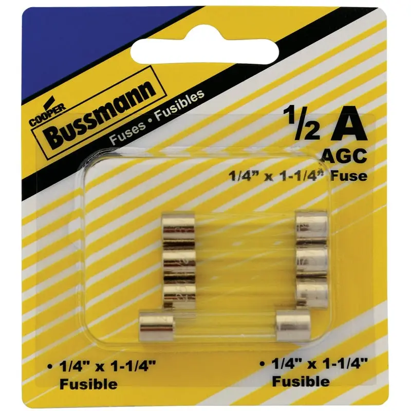 Bussmann BP/AGC-1/2-RP Tube Fuse, 250 V, 0.5 A, 35 A, 10 kA Interrupt