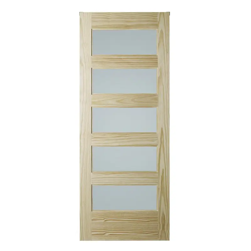 33 in. x 84 in. Unfinished Clear Pine 5-Lite Frosted Interior Barn Door Slab37.83 / each