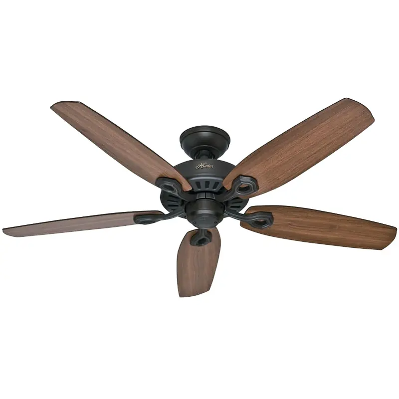 Hunter Builder Elite Series 53242 Ceiling Fan, 5-Blade, Brazilian Cherry/Harvest Mahogany Blade, 52 in Sweep, 3-Speed