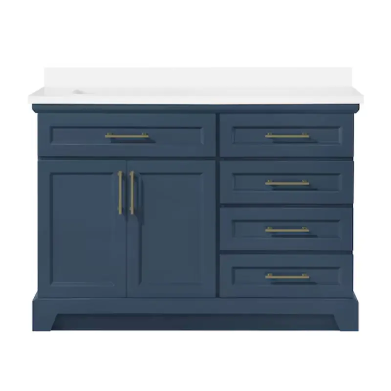 allen   roth Felix 48-in Grayish Blue Undermount Single Sink Bathroom Vanity with White Engineered Stone Top