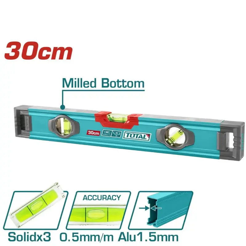 Bubble Level 30cm B3 Aluminum 1.5mm - TMT23028