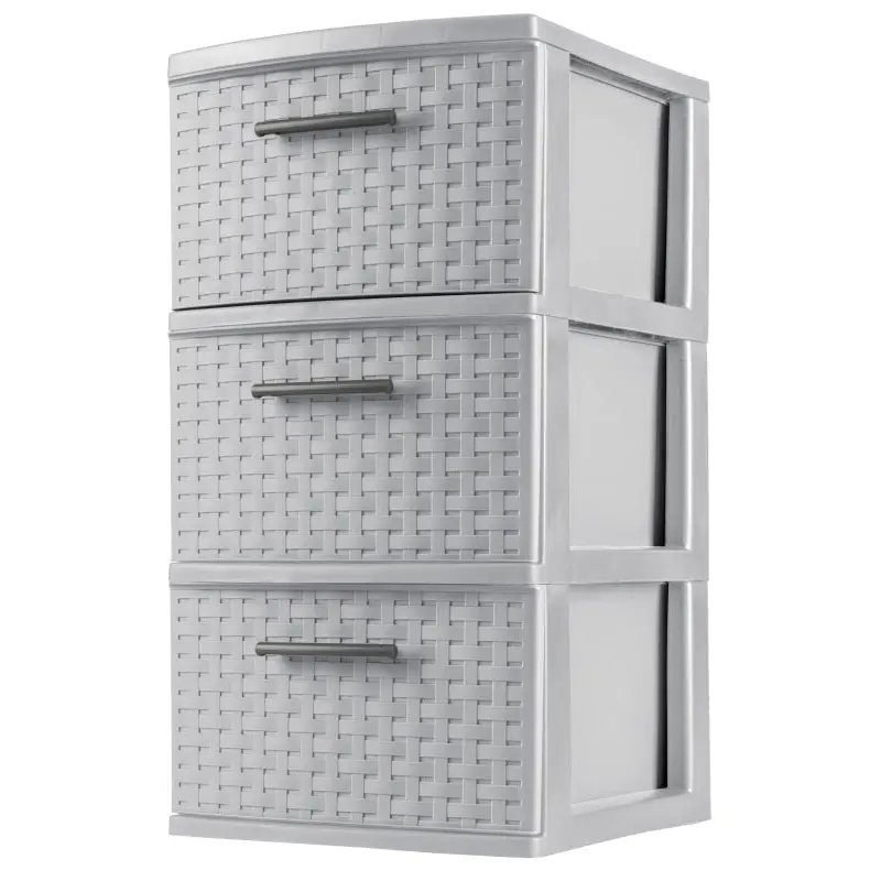 Sterilite Weave 26306A02 Drawer Unit, 3-Drawer, Plastic, 12-5/8 in OAW, 24 in OAH, 15 in OAD