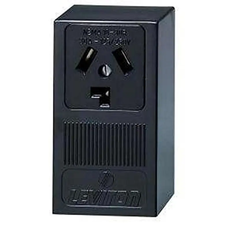 30 Amp Surface Mount Power Single Outlet, Black.757 / each