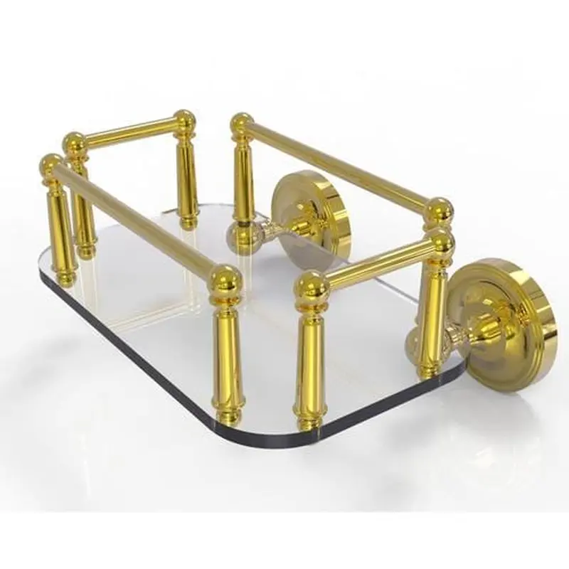 Allied Brass Prestige Regal Collection Wall Mounted Glass Guest Towel Tray in Polished BrassPolished Brass