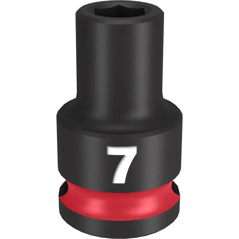 Milwaukee SHOCKWAVE Impact Duty Series 49-66-6131 Shallow Impact Socket, 7 mm Socket, 3/8 in Drive, Square Drive