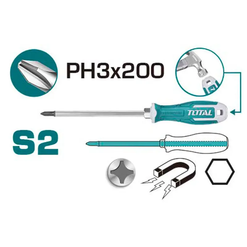 TOTAL Phillips Screwdriver PH3*200