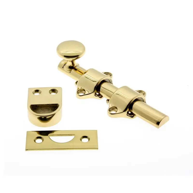 4-1/4 in. Solid Brass Polished Brass Dutch Door Surface BoltSatin Chrome / 9 oz