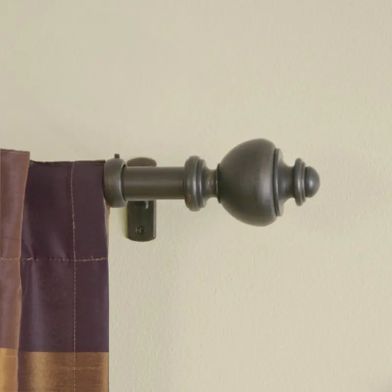 allen   roth 72-in To 144-in Dark-brass Steel Single Curtain RodDark-brass