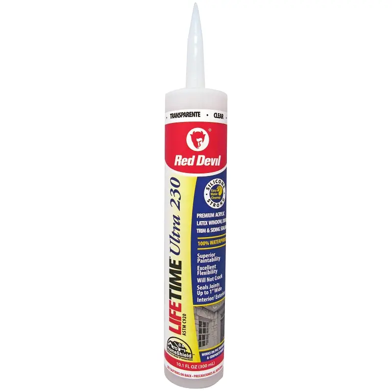 Red Devil Lifetime 0777 Acrylic Sealant, Clear, 40 to 90 deg F, 10.1 fl-oz Cartridge