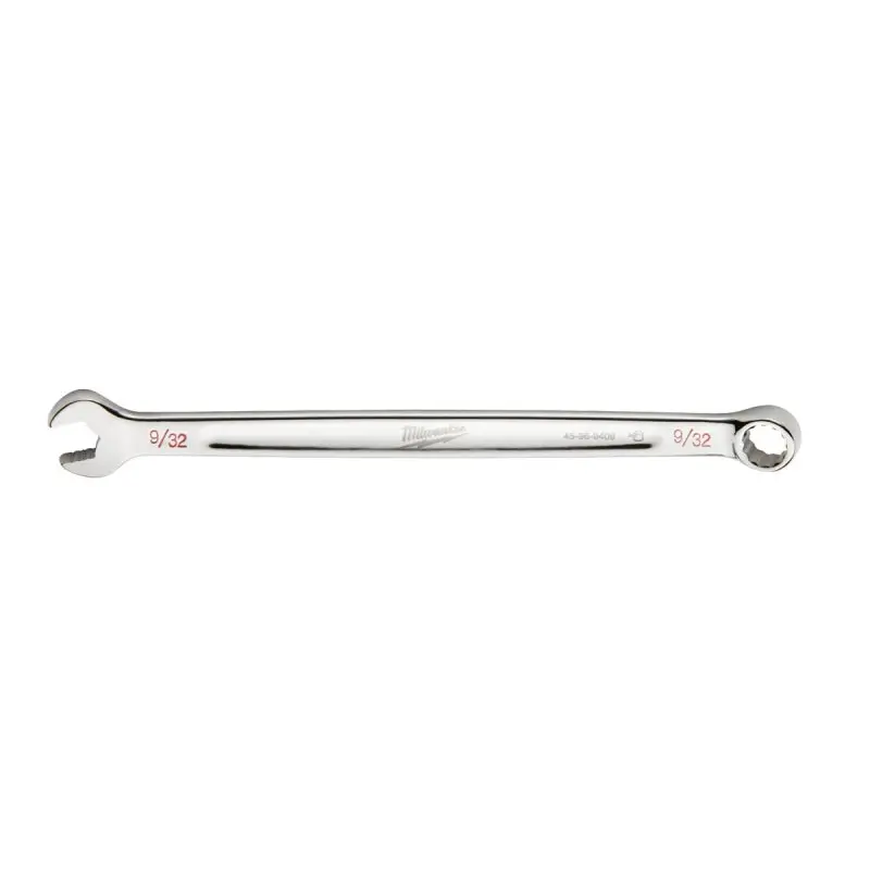 Milwaukee 45-96-9409 Combination Wrench, SAE, 9/32 in Head, 5.31 in L, 12-Point, Steel, Chrome